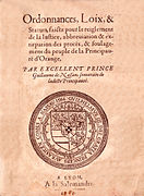 Page de garde avec le sceau de Guillaume de Nassau, prince d'Orange.