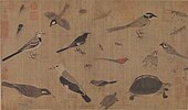 Almanac of birds and beasts, typical example of the Gongbi styles popular during the Song