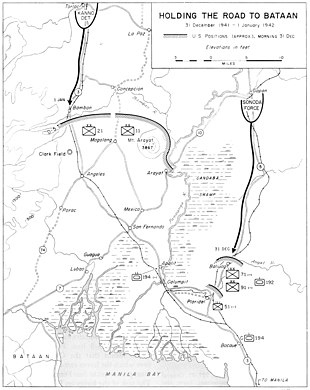 A map of the area around San Fernando, Pampanga, in January 1942