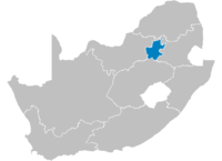 Lokasi Gauteng di Afrika Selatan