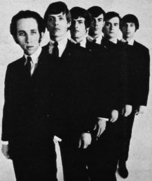 The original line-up of the Association in 1966. From left: Jules Alexander, Russ Giguere, Jim Yester, Ted Bluechel Jr., Brian Cole, Terry Kirkman.