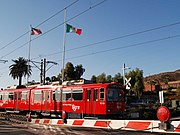 The San Diego trolley at San Ysidro by the US-Mexico border