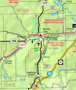 KDOT map of Chase County (legend)