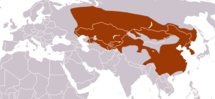 Range of Asian badger (Meles leucurus)