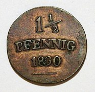 1½ pfennig of 1830, Saxe-Weimar-Eisenach, reverse