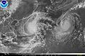 Typhoon Koppu (left, near the Philippines) and Champi (18 Oct.) ...more maps, satellite pictures, photos of floods: see → Category:­Typhoon Koppu (2015).