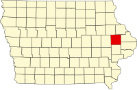ジョーンズ郡の位置を示したアイオワ州の地図