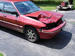 A car after colliding with a white-tailed deer in Wisconsin