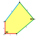 二つの角が直角かつ連続していない直角五角形。