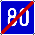 End of recommended speed (80 km/h)