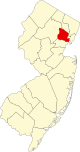 Mapa de Nova Jersey coa localización do condado de Essex