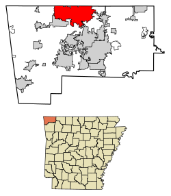 Location of Bella Vista in Benton County, Arkansas