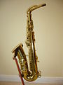 A Conn 'Pan American' alto saxophone, manufactured circa 1948. Has a similar body to a Conn 6M and keywork which is reminiscent of a Conn New Wonder Series 1 and 2