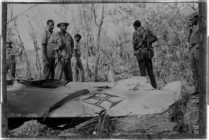 Portuguese plane shot down in Guinea-Bissau with PAIGC soldiers, 1974