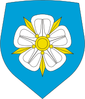 White rose pictured in the coat of arms of Viljandi