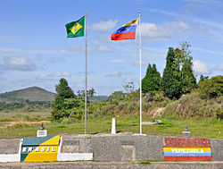 The border mark located on the border between Brazil and Venezuela, in Pacaraima