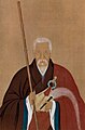 『隠元和尚』像　喜多元規筆　1671年（寛文11年）　京都・万福寺蔵　正面から描き、陰影が強調された頂相は、黄檗宗に独特のもの[185]。画像にはないが、肖像上部にある賛は隠元直筆。