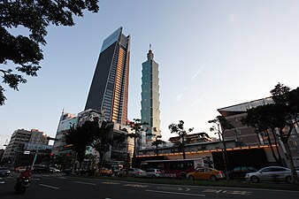 Taipei 101 next to Taipei Nan Shan Plaza