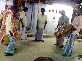 Tamil folk artists at a funeral