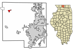 Location of Durand in Winnebago County, Illinois.
