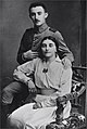 Sharett in Ottoman uniform with sister, Rebecca, 1917