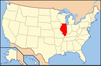 イリノイ州の位置を示したアメリカ合衆国の地図