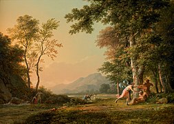 A Wooded Landscape with a Bacchic Scene circa 1810