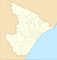 Mapa konturowa Sergipe, blisko centrum po prawej na dole znajduje się punkt z opisem „Aracaju”
