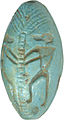 Monkey next to a palm, symbolizing the sun god's daily rising, on an Egyptian amuletic bead (ca. 1300 BC)