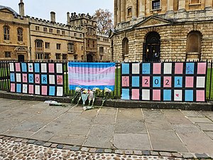Transgender Day of Remembrance 2021 memorial in Radcliffe Square, Oxford in November 2021