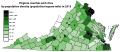 Virginia counties and cities by population density (population/ square mile) in 2015.