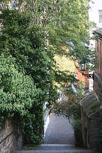 Gasse mit Treppe in Marburg (Oberstadt)