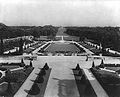 Gardens of Whitemarsh Hall, looking east from Mansion. Jacques Greber designed the gardens, including this mile-long allee. Photo: c. 1922.