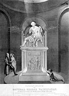 Lithograph of original Statue and pedestal depicted in the rotunda of the North Carolina State House with bas-reliefs by R. Trentanove