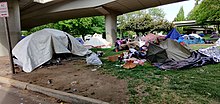 Picture of a homeless camp in Eugene, Oregon