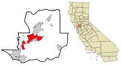 ソラノ郡内の位置の位置図