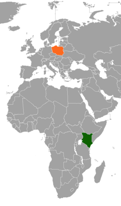 Map indicating locations of Kenya and Poland