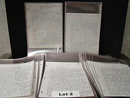 Photograph of a handwritten draft of Industrial Society and Its Future