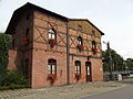 Rural old railway station timber framing style in Metelen, Germany