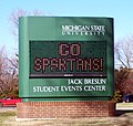 Sign in front of the Breslin Center
