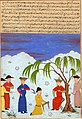 Savants chinois offrant des livres au khan Oldjeït, manuscrit du Madjma at-Tawarik, 1425-1430, British Museum (Londres)