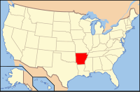 Розташування штату Арканзас на мапі США