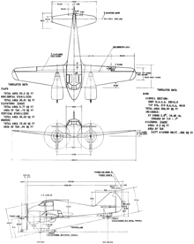 3-view line drawing of the Curtiss-Wright AT-9A