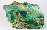 Banded white to blue green chrysocolla, from Bisbee, Arizona (size: 12.2 cm × 5.5 cm × 5.2 cm (4.8 in × 2.2 in × 2.0 in))