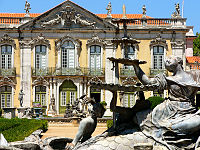 The front façade and fountain of the Queluz National Palace