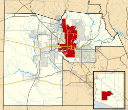 フェニックス市の位置（マリコバ郡）の位置図