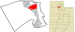 Davisin piirikunta Utahin kartalla, jossa Layton