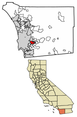 Location of El Cajon in San Diego County, California