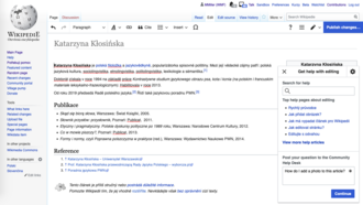 Screenshot of help panel (open) on Czech Wikipedia