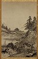 Paysage d'automne. Kakemono, encre sur papier, 46 x 29 cm. fin XVe. Musée national de Tokyo.
